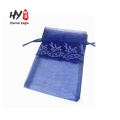 Elegante pequeno organza flor decoração cordão bolsa